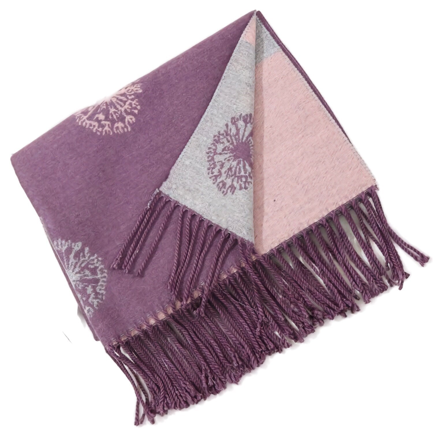 Lavender WINTER WARMER Reversible Thick Long Dandelion Print Fashion Scarf Blanket Wrap thick extra long cape shawl Perfect Gift For Her