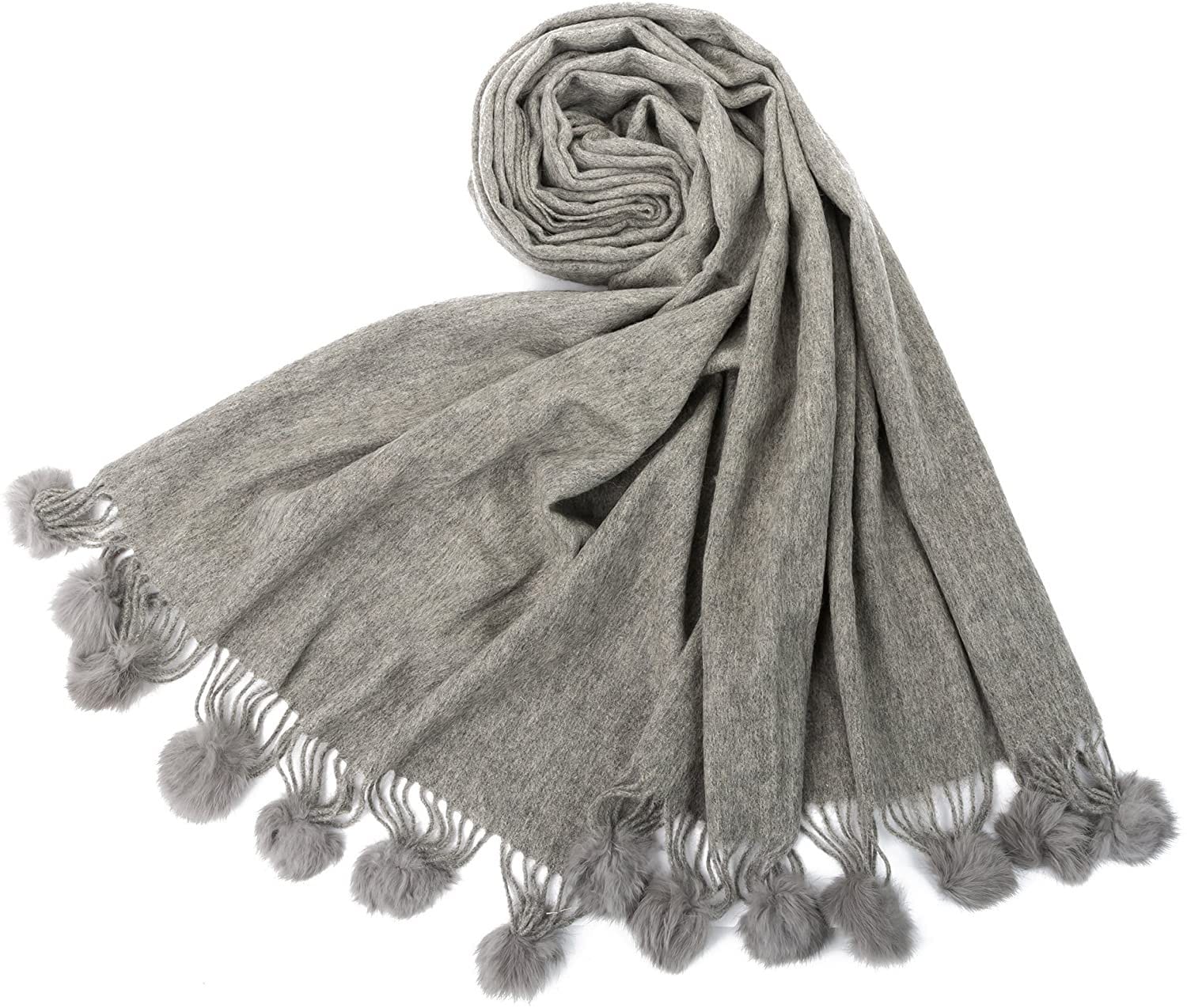 Chic and Toasty Fashionable Comfort Women's Winter Blanket Shawl with Pom Poms