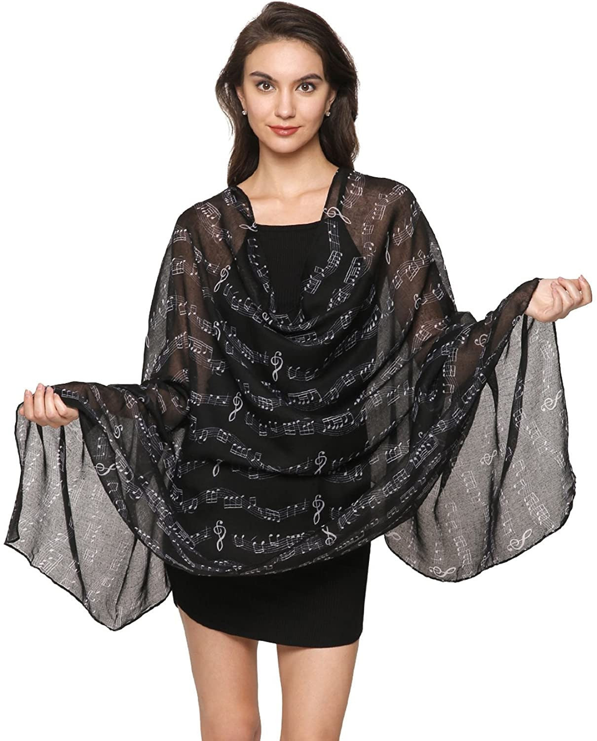 Music Print, Musical Note Printed Scarves, Large Size Fashion Scarf Wrap Sarong Shawl Fantastic Gift