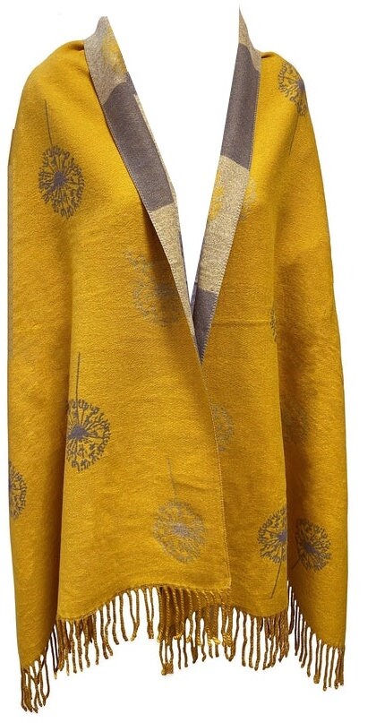 Mustard WINTER WARMER Reversible Thick Long Dandelion Print Fashion Scarf Blanket thick extra long cape shawl Perfect Gift For Her