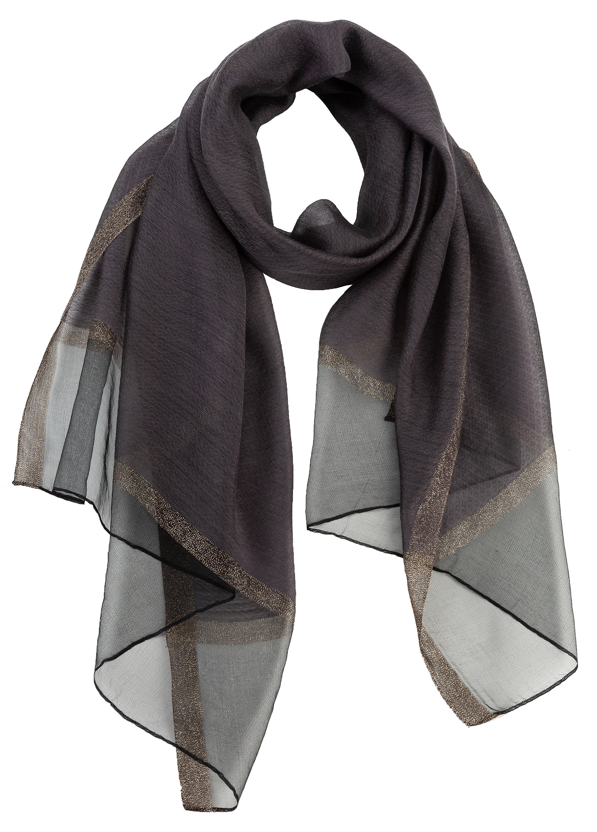 Sheer Classy Elegant Scarf Wrap Ideal for Party Event Occasion Gift - Grey / Black
