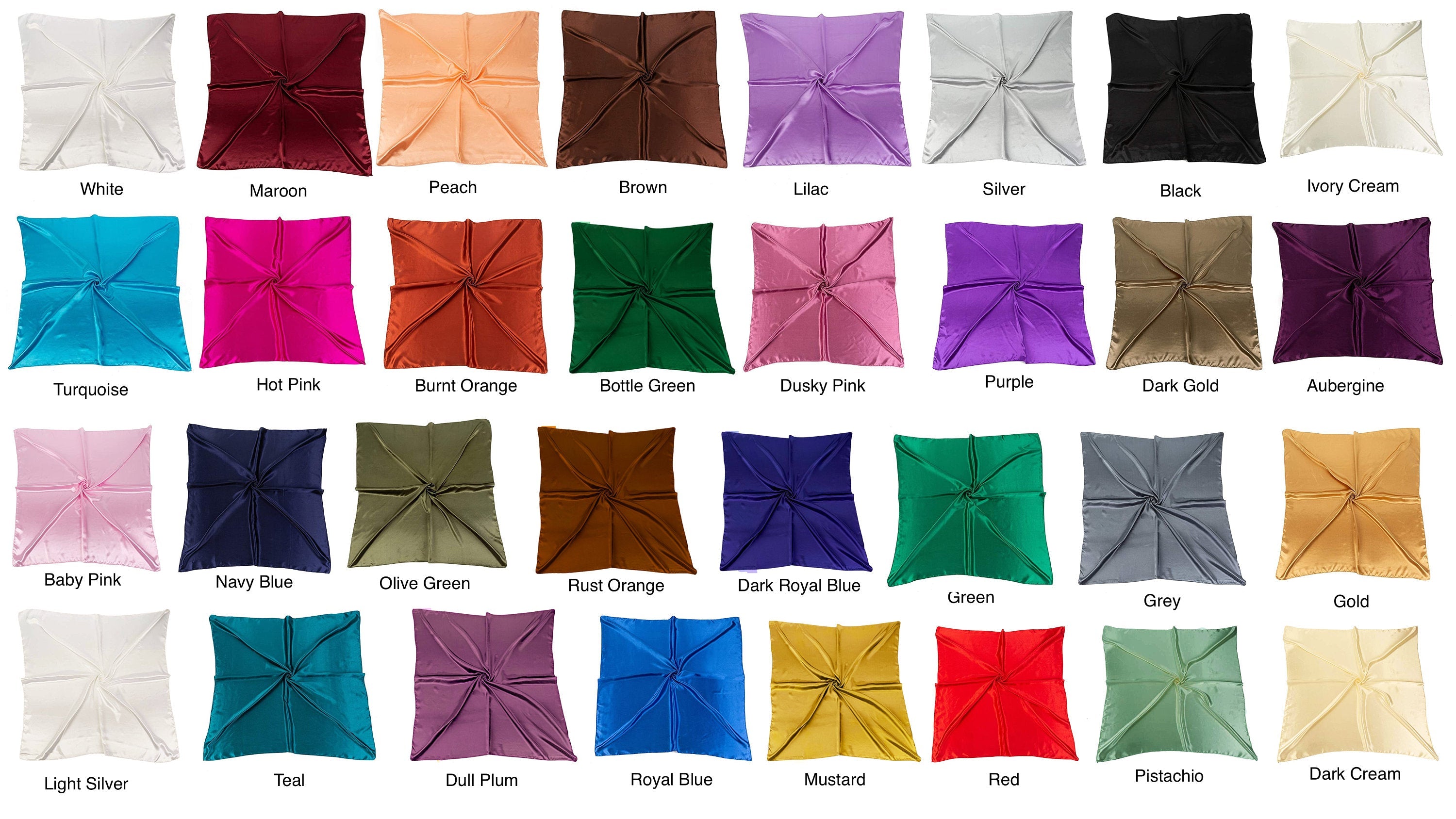 Satin Silk Square Plain Nautical Head Neck Scarf Wrap Large 90 cm X 90 cm for Wedding Party