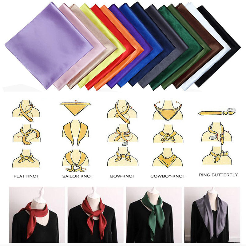 Satin Silk Square Plain Nautical Head Neck Scarf Wrap Large 90 cm X 90 cm for Wedding Party