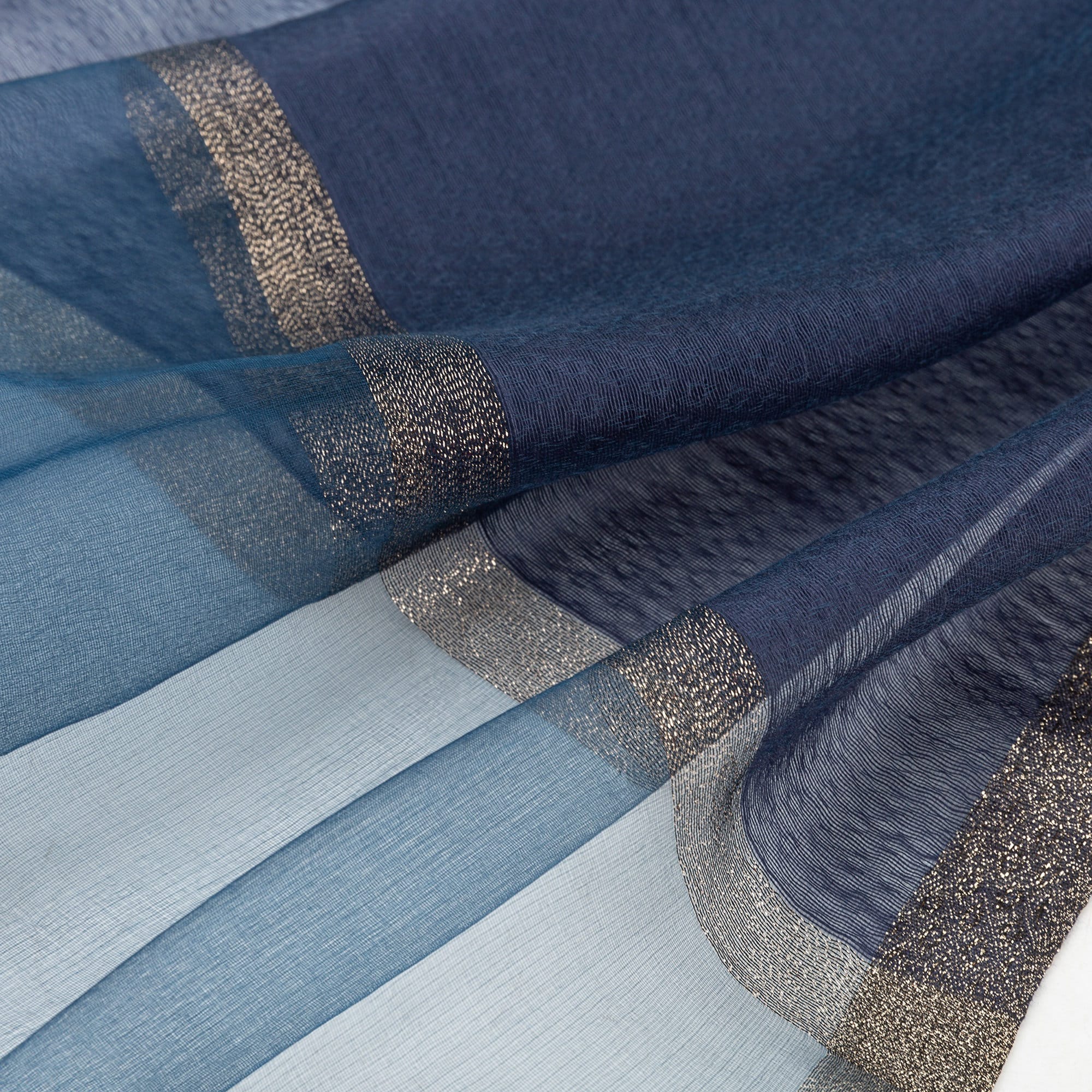 Sheer Classy Elegant Scarf Wrap Ideal for Party Event Occasion Gift - Navy Blue / Gold