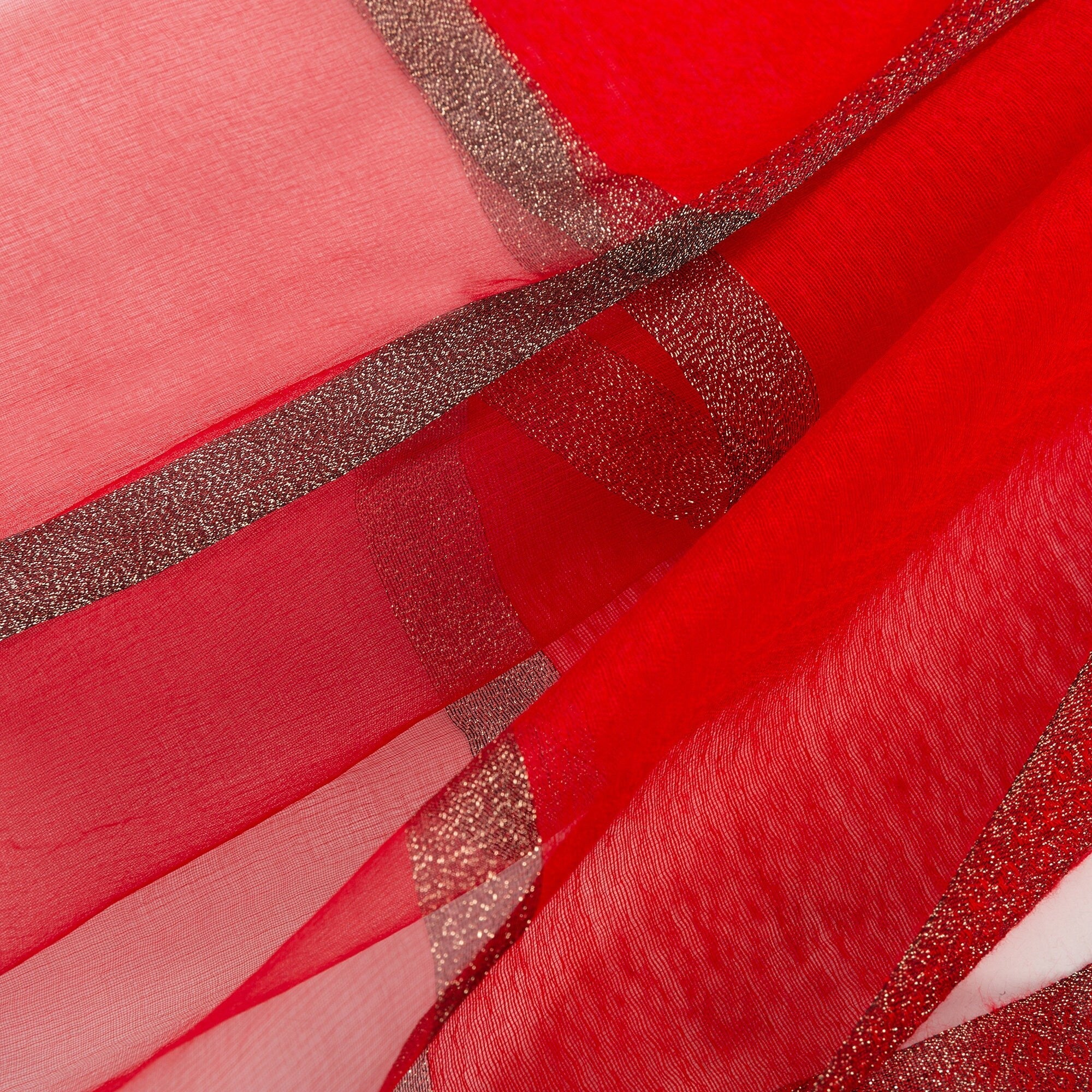 Sheer Classy Elegant Scarf Wrap Ideal for Party Event Occasion Gift - Red / Gold