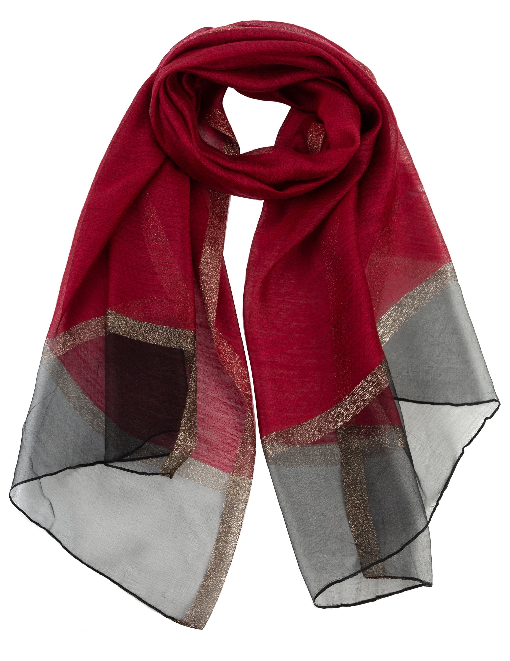 Sheer Classy Elegant Scarf Wrap Ideal for Party Event Occasion Gift - Maroon / Black