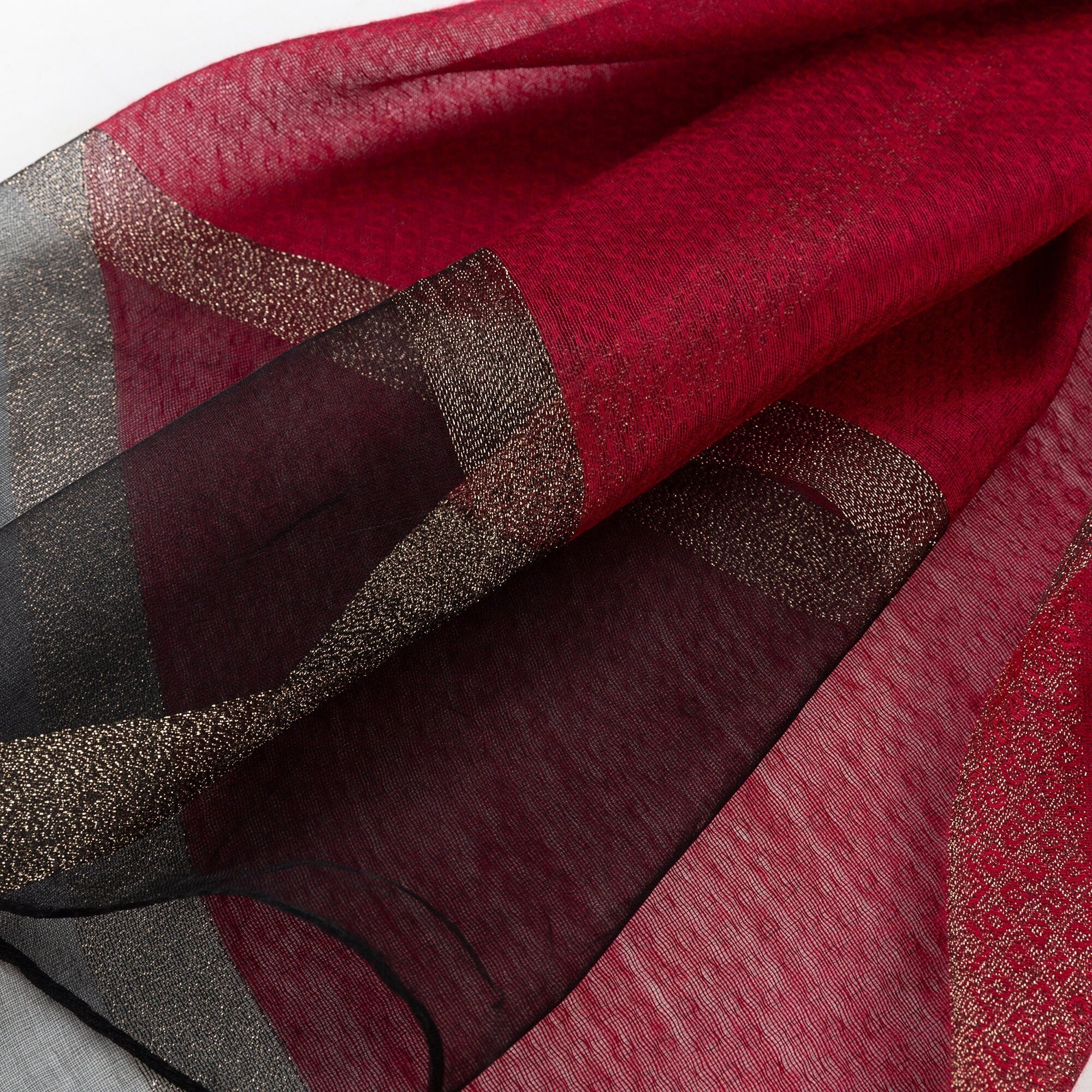Sheer Classy Elegant Scarf Wrap Ideal for Party Event Occasion Gift - Maroon / Black