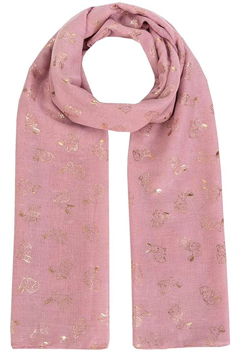 New Sparkling Bunny Rabbit Print Ladies Celebrity Style Scarves Maxi, Scarf, Wrap, Sarong, Shawls