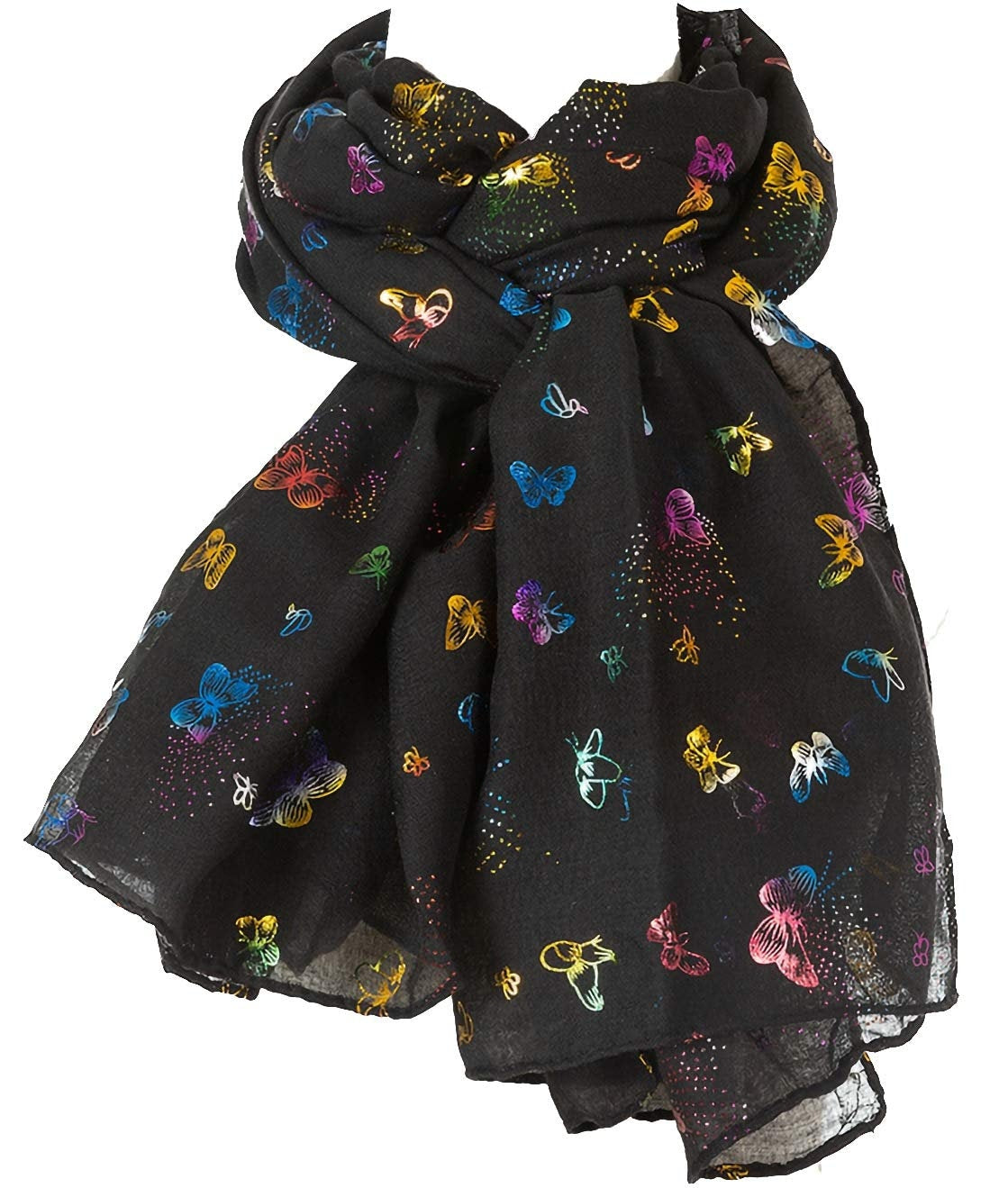 New Multi Colour Glitter Butterfly Print Ladies Celebrity Style Scarves Maxi, Scarf, Wrap, Sarong, shawls