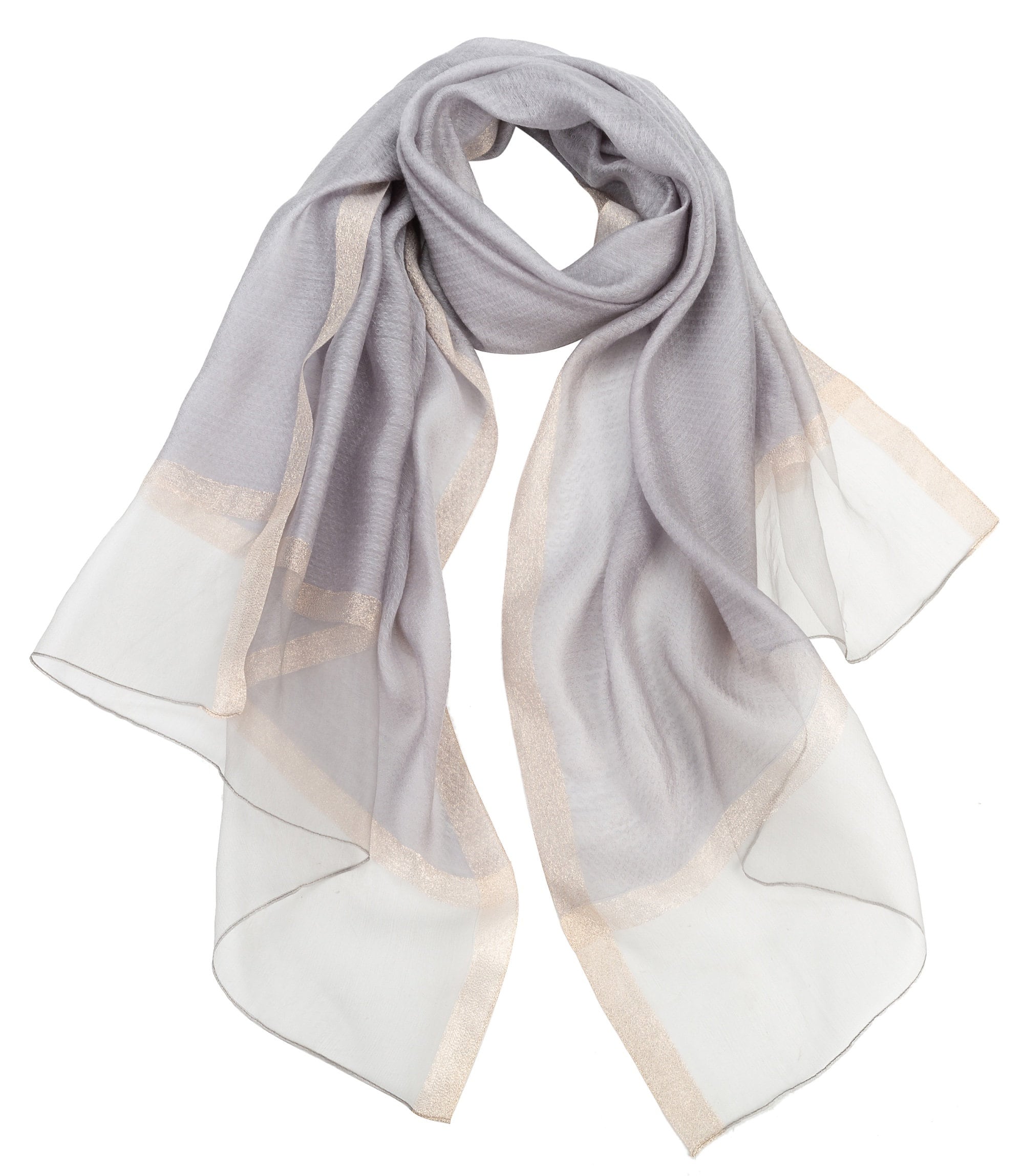 Sheer Classy Elegant Scarf Wrap Ideal for Party Event Occasion Gift - Silver / Gold