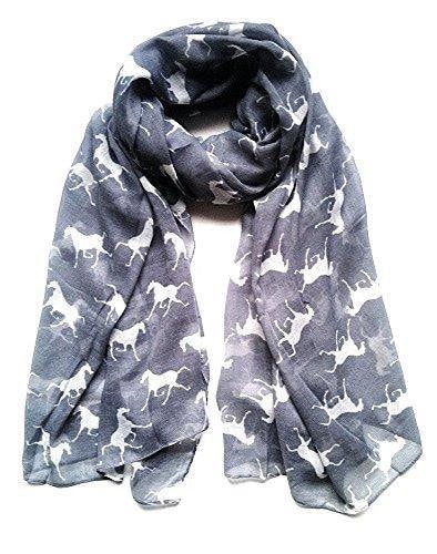 Grey Horse Scarf White Horses Pony Print Shawl Wrap