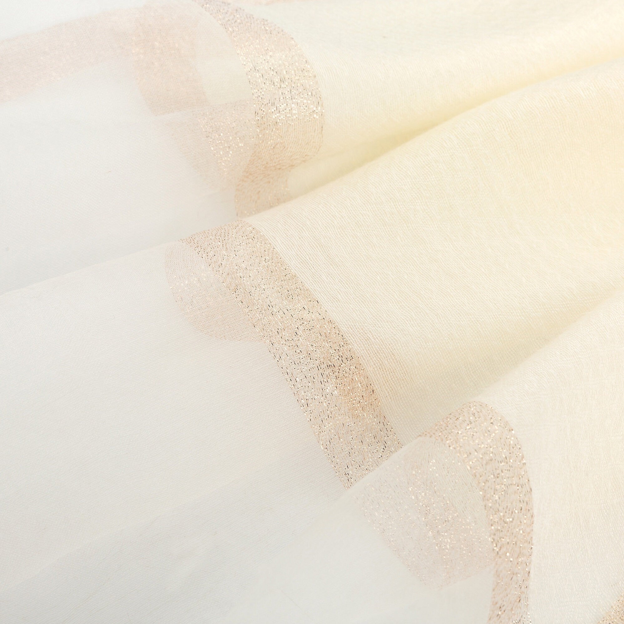 Sheer Classy Elegant Scarf Wrap Ideal for Party Event Occasion Gift - Cream / Gold
