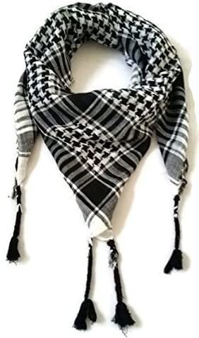 Scarf Military Shemagh Desert Palestinian Arafat Tactical Desert Keffiyeh Head Neck Cotton Arab Wrap with Tassel