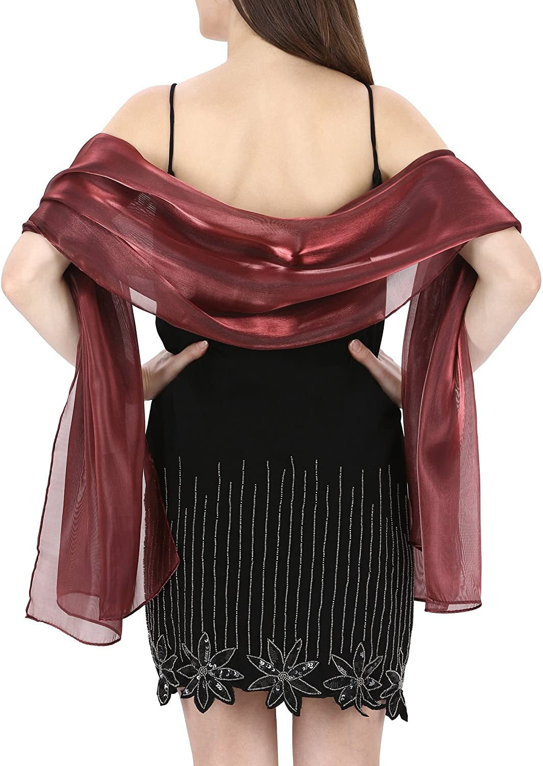 Silky Iridescent Scarf Wrap Stole Shawl For Wedding Bridal Bridesmaids Evening Wear Prom & Parties
