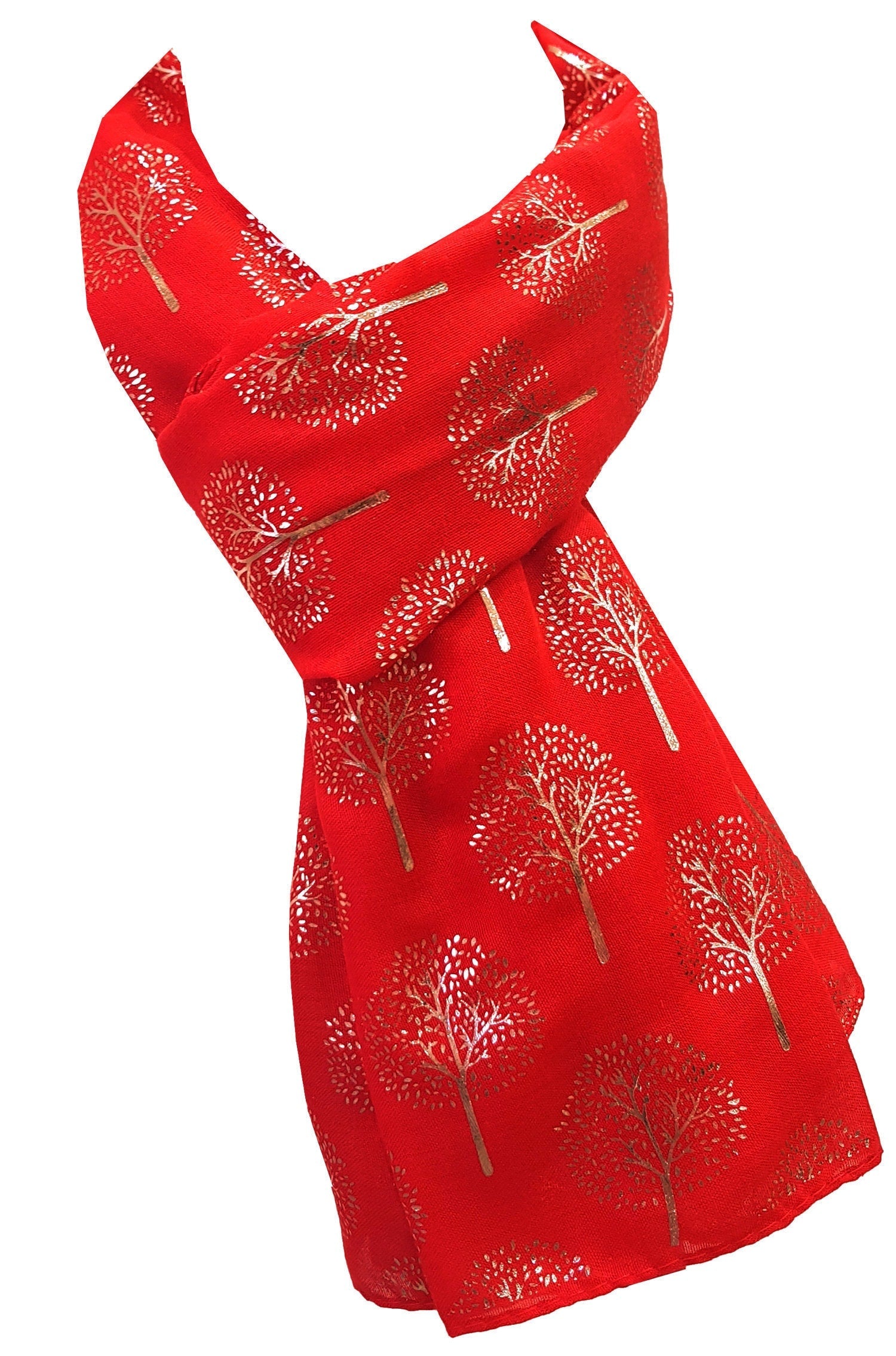 Glam Mulberry Tree Scarf with GOLD Metallic Foil Classy Ritzy Scarf Wrap Shawl Ideal Gift