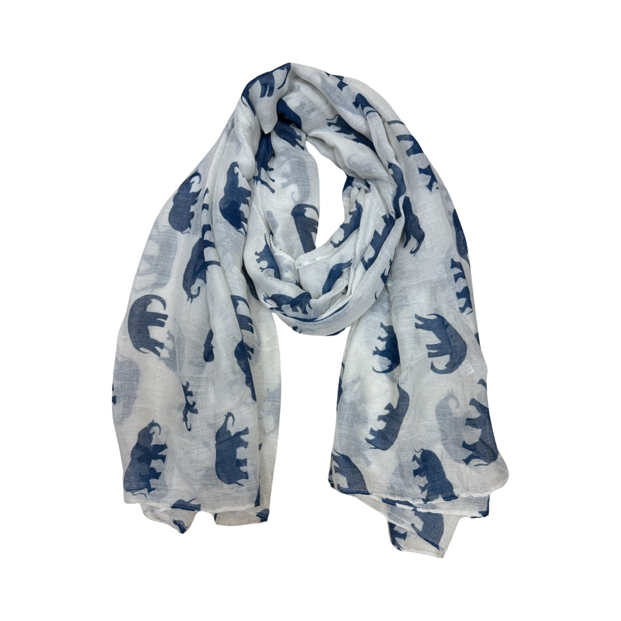 White Ladies Women Elephant Print Scarf Wraps Shawl Soft Scarves Sarong