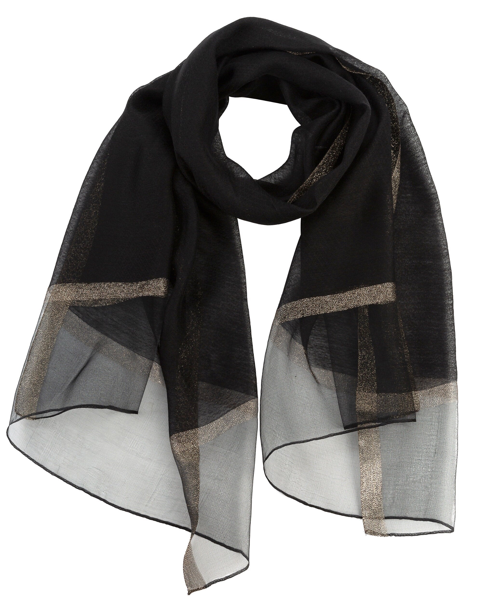 Sheer Classy Elegant Scarf Wrap Ideal for Party Event Occasion Gift - Black / Gold- LAST ONE !