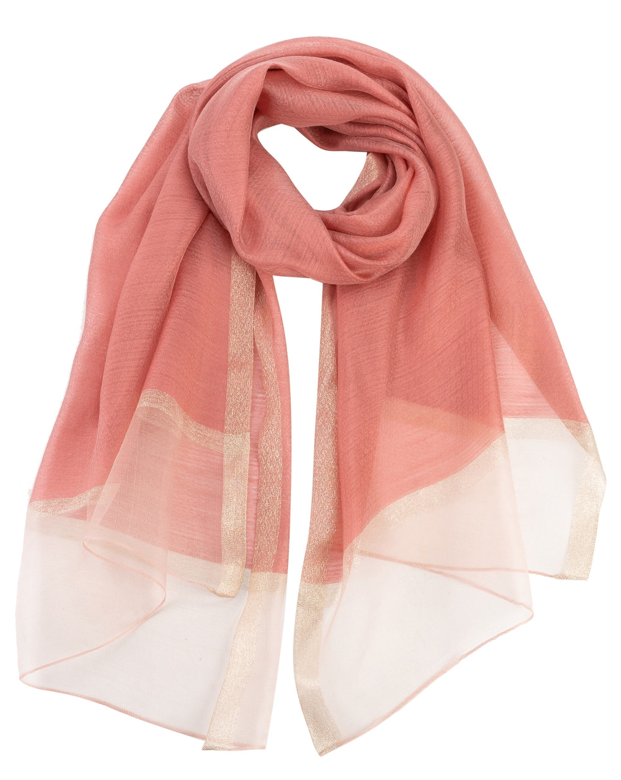 Sheer Classy Elegant Scarf Wrap Ideal for Party Event Occasion Gift - Dusky Pink / Gold