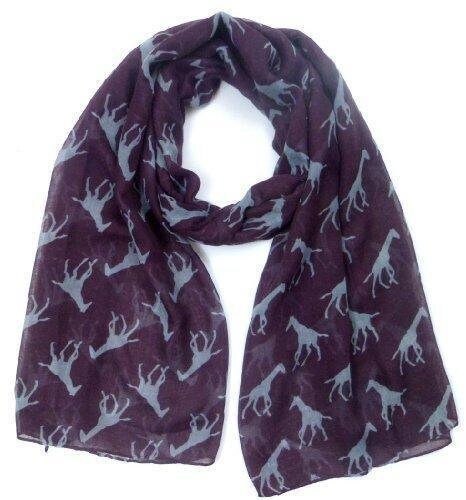 Running Giraffe Print Ladies Fashion Scarf (purple)