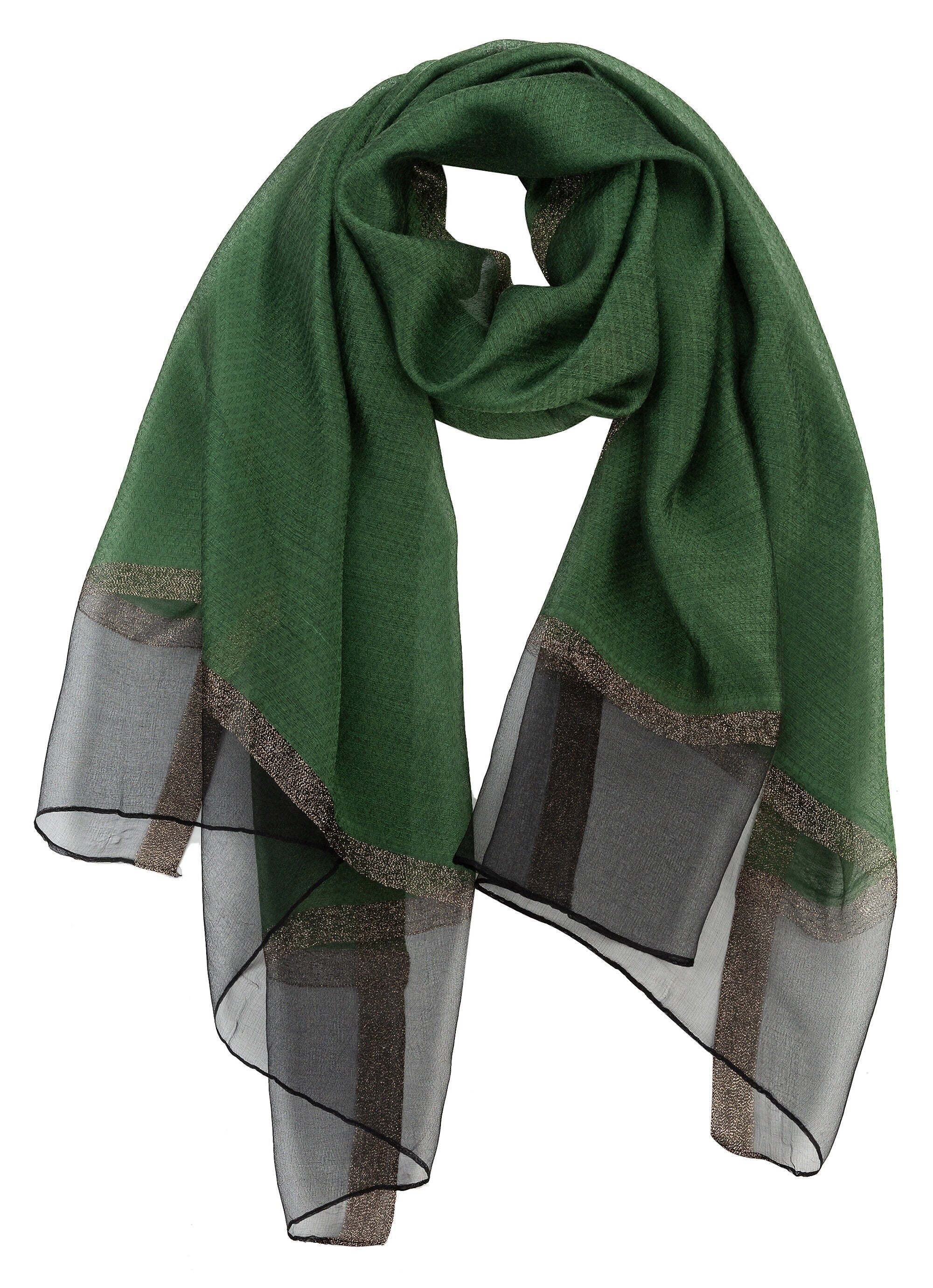 Sheer Classy Elegant Scarf Wrap Ideal for Party Event Occasion Gift - Green / Black