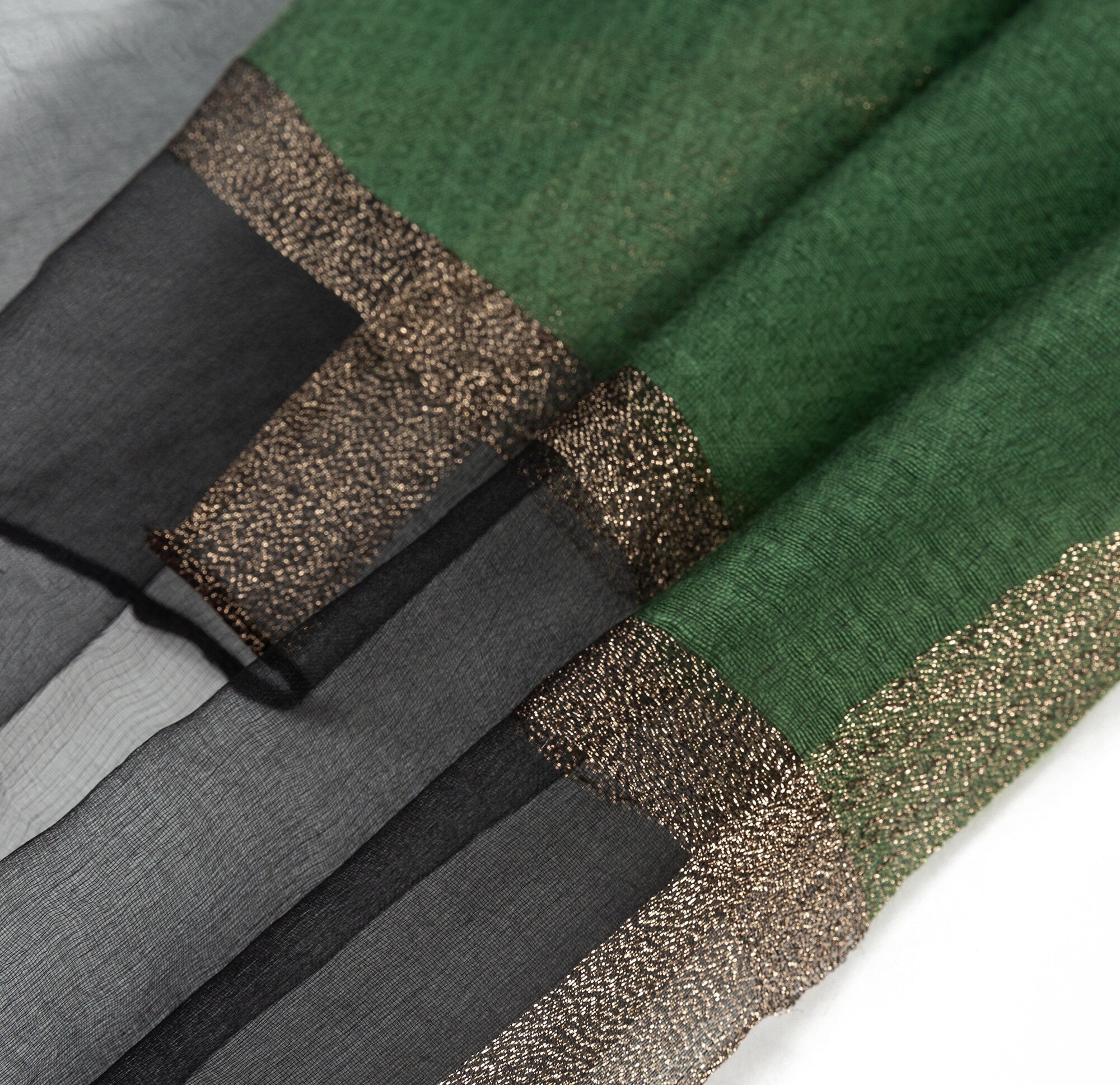 Sheer Classy Elegant Scarf Wrap Ideal for Party Event Occasion Gift - Green / Black