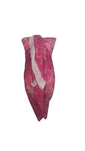 Sarong Japanese Cherry Blossom Bird And Floral Print - Hot Pink